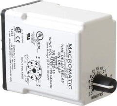 Macromatic - 8 Pin, 0.3 to 30 min Delay, Multiple Range DPDT Time Delay Relay - 10 Contact Amp, 120 VAC/VDC, Knob - Apex Tool & Supply