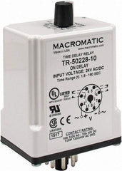 Macromatic - 8 Pin, Multiple Range DPDT Time Delay Relay - 10 Contact Amp, 24 VAC/VDC, Knob - Apex Tool & Supply