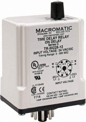 Macromatic - 8 Pin, Multiple Range DPDT Time Delay Relay - 10 Contact Amp, 24 VAC/VDC, Knob - Apex Tool & Supply