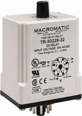 Macromatic - 8 Pin, 10 min Delay, Multiple Range DPDT Time Delay Relay - 10 Contact Amp, 24 VAC/VDC, Knob - Apex Tool & Supply