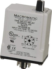 Macromatic - 8 Pin, Multiple Range DPDT Time Delay Relay - 10 Contact Amp, 24 VAC/VDC, Knob - Apex Tool & Supply