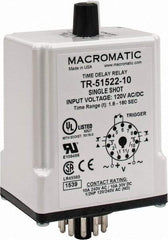 Macromatic - 11 Pin, Multiple Range DPDT Time Delay Relay - 10 Contact Amp, 120 VAC/VDC, Knob - Apex Tool & Supply