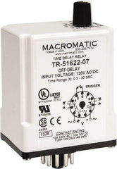 Macromatic - 11 Pin, Multiple Range DPDT Time Delay Relay - 10 Contact Amp, 120 VAC/VDC, Knob - Apex Tool & Supply
