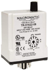 Macromatic - 11 Pin, Multiple Range DPDT Time Delay Relay - 10 Contact Amp, 120 VAC/VDC, Knob - Apex Tool & Supply