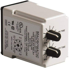 Macromatic - 8 Pin, Multiple Range DPDT Time Delay Relay - 10 Contact Amp, 24 VAC/VDC, Knob - Apex Tool & Supply