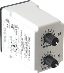 Macromatic - 8 Pin, Multiple Range DPDT Time Delay Relay - 10 Contact Amp, 120 VAC/VDC, Knob - Apex Tool & Supply