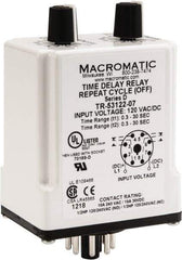 Macromatic - 8 Pin, Multiple Range DPDT Time Delay Relay - 10 Contact Amp, 120 VAC/VDC, Knob - Apex Tool & Supply