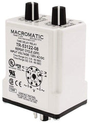 Macromatic - 8 Pin, Multiple Range DPDT Time Delay Relay - 10 Contact Amp, 120 VAC/VDC, Knob - Apex Tool & Supply