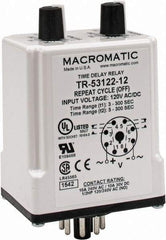 Macromatic - 8 Pin, Multiple Range DPDT Time Delay Relay - 10 Contact Amp, 120 VAC/VDC, Knob - Apex Tool & Supply