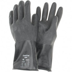 Ansell - 14 mil Thick, Chemical Resistant Gloves - SZ 10 14"14ML BLK 1/PR CHEM-TEK RGH FIN CHEM GLV - Apex Tool & Supply