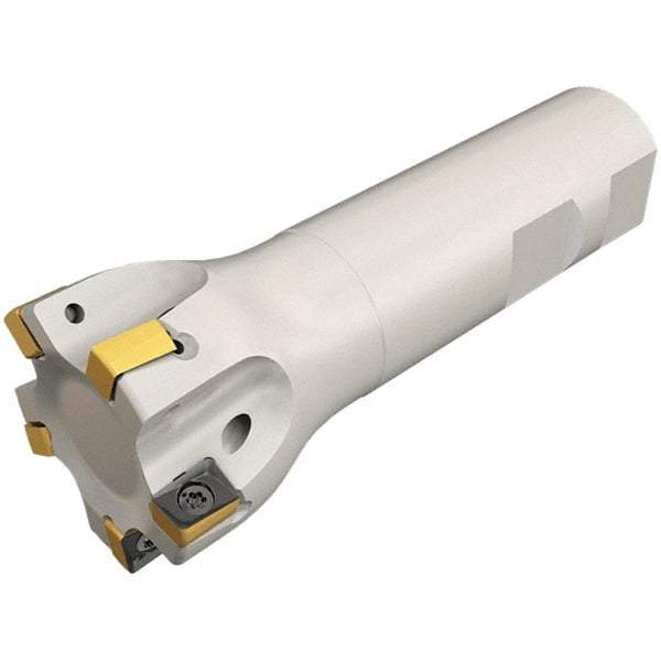 Iscar - 5/8" Cut Diam, 0.315" Max Depth of Cut, 5/8" Shank Diam, 3-1/4" OAL, Indexable Square Shoulder Helical End Mill - H490 ANKX 09.. Inserts, Weldon Shank, 90° Lead Angle, Through Coolant, Series Helido - Apex Tool & Supply
