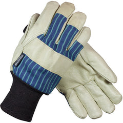 ‎78-3927KW/XL Insulated Leather Palm - Top Grain Pigskin - Thinsulate Lining - Bl./Green Fabric Back - KW - Exact Industrial Supply