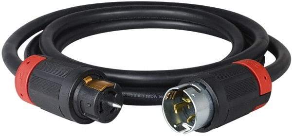 Cooper Wiring Devices - 50', 6/4 Gauge/Conductors, Black Industrial Extension Cord - 1 Receptacle, 50 Amps, 125/250 VAC, UL SOOW, NEMA 14-30R - Apex Tool & Supply