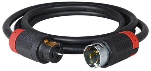 Cooper Wiring Devices - 100', 6/4 Gauge/Conductors, Black Industrial Extension Cord - 1 Receptacle, 50 Amps, 125/250 VAC, UL SOOW, NEMA 14-30R - Apex Tool & Supply