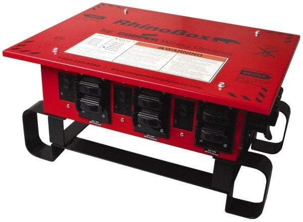 Cooper Wiring Devices - 8 Outlet, 125/240 Volt, 50 Amp Rating, Stand Alone Unit, Automatic, Industrial Distribution Center - Reinforced Metal Housing, 3 Front Outlets, Power Distribution Center with GFCI Protection - Apex Tool & Supply