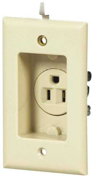 Cooper Wiring Devices - 125 VAC, 15 Amp, 5-15R NEMA Configuration, White, Specification Grade, Self Grounding Single Receptacle - 1 Phase, 2 Poles, 3 Wire, Tamper Resistant - Apex Tool & Supply