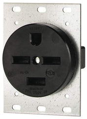 Cooper Wiring Devices - 250 VAC, 30 Amp, 15-30R NEMA Configuration, Black, Industrial Grade, Self Grounding Single Receptacle - 1 Phase, 3 Poles, 4 Wire, Flush Mount - Apex Tool & Supply