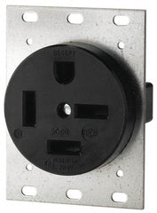 Cooper Wiring Devices - 250 VAC, 50 Amp, 15-50R NEMA Configuration, Black, Industrial Grade, Self Grounding Single Receptacle - 1 Phase, 3 Poles, 4 Wire, Flush Mount - Apex Tool & Supply
