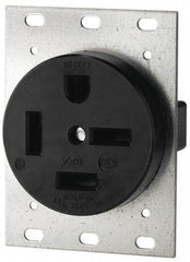 Cooper Wiring Devices - 250 VAC, 60 Amp, 15-60R NEMA Configuration, Black, Industrial Grade, Self Grounding Single Receptacle - 1 Phase, 3 Poles, 4 Wire, Flush Mount - Apex Tool & Supply