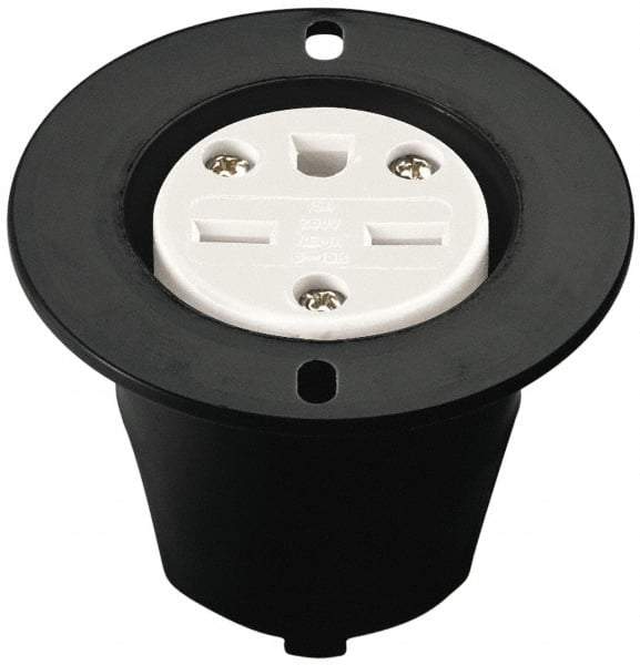 Cooper Wiring Devices - 125 VAC, 20 Amp, 5-20 NEMA, Straight, Self Grounding, Industrial Grade Connector - 2 Pole, 3 Wire, 1 Phase, Nylon, Black - Apex Tool & Supply