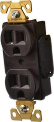Cooper Wiring Devices - 125 VAC, 15 Amp, 5-15R NEMA Configuration, Brown, Industrial Grade, Self Grounding Duplex Receptacle - 1 Phase, 2 Poles, 3 Wire, Flush Mount, Antimicrobial, Chemical and Impact Resistant - Apex Tool & Supply
