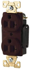 Cooper Wiring Devices - 125 VAC, 20 Amp, 5-20R NEMA Configuration, Brown, Industrial Grade, Self Grounding Duplex Receptacle - 1 Phase, 2 Poles, 3 Wire, Flush Mount, Antimicrobial, Chemical and Impact Resistant - Apex Tool & Supply