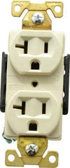 Cooper Wiring Devices - 125 VAC, 20 Amp, 5-20R NEMA Configuration, Ivory, Industrial Grade, Self Grounding Duplex Receptacle - 1 Phase, 2 Poles, 3 Wire, Flush Mount, Antimicrobial, Chemical and Impact Resistant - Apex Tool & Supply