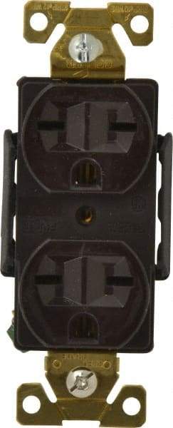 Cooper Wiring Devices - 125 VAC, 15 Amp, 5-15R NEMA Configuration, Brown, Industrial Grade, Self Grounding Duplex Receptacle - 1 Phase, 2 Poles, 3 Wire, Flush Mount, Antimicrobial and Heat Resistant - Apex Tool & Supply