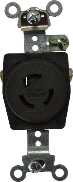 Cooper Wiring Devices - 125 VAC, 15 Amp, L5-15R NEMA, Self Grounding Receptacle - 2 Poles, 3 Wire, Female End, Black - Apex Tool & Supply