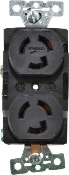 Cooper Wiring Devices - 125 VAC, 15 Amp, L5-15R NEMA, Receptacle - 2 Poles, 3 Wire, Female End, Black - Apex Tool & Supply