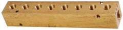 Made in USA - 3/8" Inlet, 1/4" Outlet Manifold - 7.38" Long x 1-1/4" Wide x 1-1/4" High, 0.2" Mount Hole, 2 Inlet Ports, 8 Outlet Ports - Apex Tool & Supply