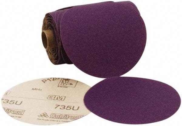 3M - 5" Diam, 180 Grit Ceramic Adhesive PSA Disc - Very Fine Grade, Purple, C Weighted Backing, Flexible, 12,000 Max RPM, Use with Random Orbital Sanders - Apex Tool & Supply