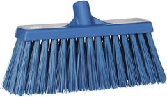 Vikan - 12" Heavy Duty Synthetic Push Broom - 4" Bristle Length, Plastic Block, European Threaded Handle Connection - Apex Tool & Supply