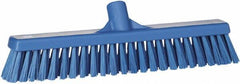 Vikan - 16" Fine Particle Synthetic Push Broom - 2" Bristle Length, Plastic Block, European Threaded Handle Connection - Apex Tool & Supply