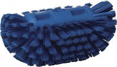 Vikan - 1-1/2" Bristle Length, Polyester Utility Scrub Brush - 5-1/2" Wide Head, 8" OAL, European Threaded Handle, Blue, Polypropylene Block - Apex Tool & Supply