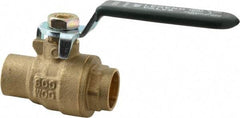 Legend Valve - 1/2" Pipe, Full Port, Brass Full Port Ball Valve - Bi-Directional, Sweat Ends, Quarter Turn Handle, 600 WOG, 150 WSP - Apex Tool & Supply