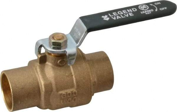 Legend Valve - 1" Pipe, Full Port, Brass Full Port Ball Valve - Bi-Directional, Sweat Ends, Quarter Turn Handle, 600 WOG, 150 WSP - Apex Tool & Supply