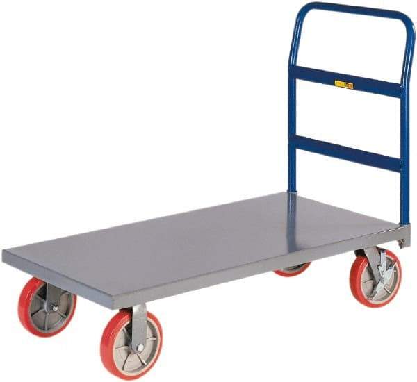 Little Giant - 3,600 Lb Capacity Steel Platform Truck - Steel Deck, 30" OAW, 60" Platform Length, Polyurethane Casters - Apex Tool & Supply