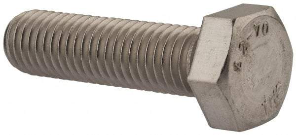 Value Collection - M12x1.75mm Metric Coarse, 45mm Length Under Head Hex Head Cap Screw - Fully Threaded, Grade 18-8 & Austenitic A2 Stainless Steel, Uncoated, 19mm Hex - Apex Tool & Supply