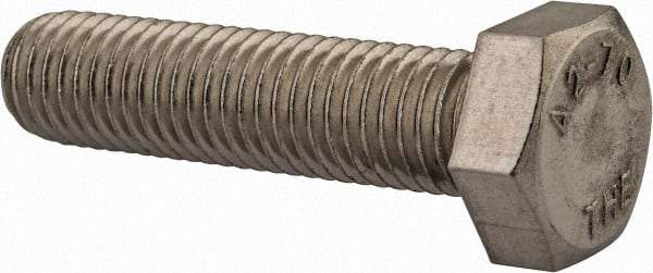 Value Collection - M12x1.75mm Metric Coarse, 50mm Length Under Head Hex Head Cap Screw - Fully Threaded, Grade 18-8 & Austenitic A2 Stainless Steel, Uncoated, 19mm Hex - Apex Tool & Supply