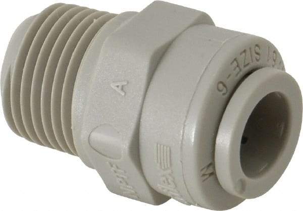 Parker - 3/8" Outside Diam, 3/8 NPTF, Acetal Push-to-Connect Tube Male Connector - 300 Max psi, Tan - Apex Tool & Supply
