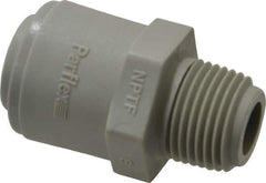 Parker - 1/2" Outside Diam, 3/8 NPTF, Acetal Push-to-Connect Tube Male Connector - 250 Max psi, Tan - Apex Tool & Supply