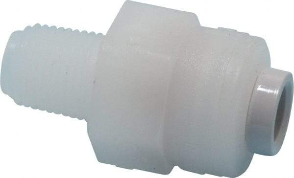 Parker - 1/4" Outside Diam, 1/8 NPTF, Kynar Push-to-Connect Tube Male Connector - 300 Max psi, Tan - Apex Tool & Supply