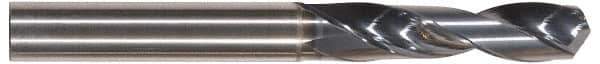 Tungaloy - 3/8" 130° Spiral Flute Solid Carbide Screw Machine Drill Bit - TiAlN Finish, Right Hand Cut, 1.692" Flute Length, 3.503" OAL, Standard Point, Straight Shank - Apex Tool & Supply