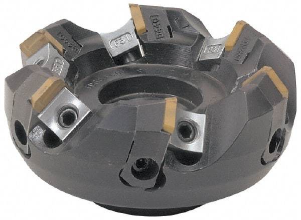 Tungaloy - 3.15" Cut Diam, 1" Arbor Hole, 0.157" Max Depth of Cut, 45° Indexable Chamfer & Angle Face Mill - 6 Inserts, SD..N42Z..N Insert, Right Hand Cut, 6 Flutes, Series TMD - Apex Tool & Supply
