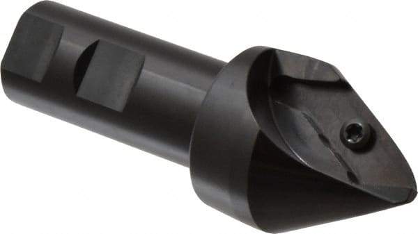 Tungaloy - 30° Lead Angle, 1.575" Max Cut Diam, 1.338" Min Cut Diam, 1" Max Depth of Cut, Indexable Chamfer and Angle End Mill - 1 Insert, XCET Insert Style, 5.119" Overall Length, Straight Shank, 30° Included Angle - Apex Tool & Supply