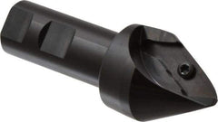Tungaloy - 30° Lead Angle, 1.575" Max Cut Diam, 1.338" Min Cut Diam, 1" Max Depth of Cut, Indexable Chamfer and Angle End Mill - 1 Insert, XCET Insert Style, 5.119" Overall Length, Straight Shank, 30° Included Angle - Apex Tool & Supply