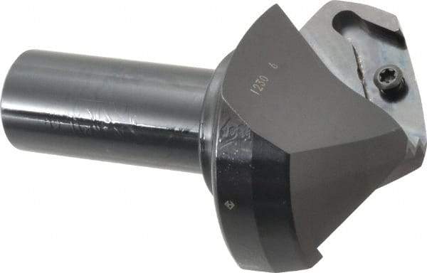 Tungaloy - 60° Lead Angle, 2.834" Max Cut Diam, 2.204" Min Cut Diam, 0.571" Max Depth of Cut, Indexable Chamfer and Angle End Mill - 2 Inserts, XCET Insert Style, 5.119" Overall Length, Straight Shank, 60° Included Angle - Apex Tool & Supply