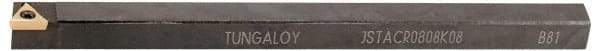 Tungaloy - JSTAC, Left Hand Cut, 8mm Shank Height x 8mm Shank Width, Positive Rake Indexable Turning Toolholder - 125mm OAL, TC..0802.. Insert Compatibility, Series J - Apex Tool & Supply