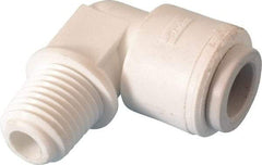 Parker - 3/8" Outside Diam, 1/4 NPTF, Polypropylene Push-to-Connect Tube Male Elbow - 150 Max psi, Tan - Apex Tool & Supply